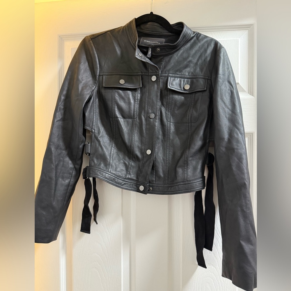 BCBG Maxazria faux leather jacket size medium